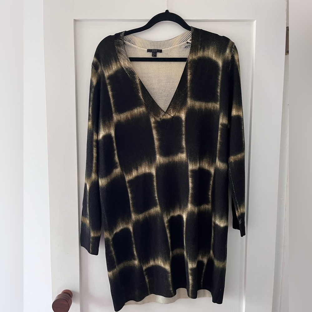 COS Long V neck sweater- 100% wool